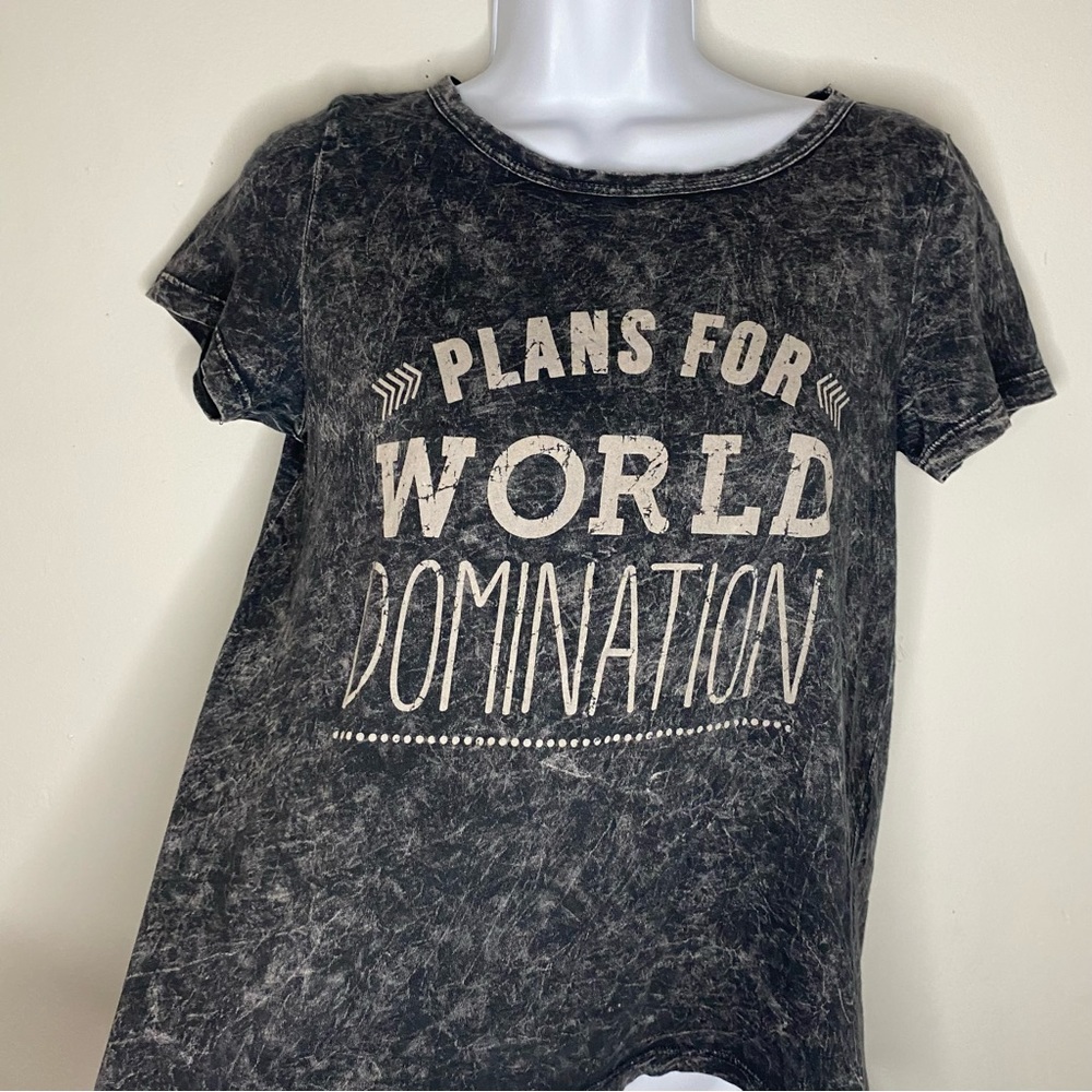 American age gray burnout t-shirt plans for world domination size xs